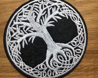 Celtic Tree of Life - Patch pour le repassage - Diamètre env. 7 cm - Tree of Life World Tree Yggdrasil- Backpacking Hippie Magic Druid