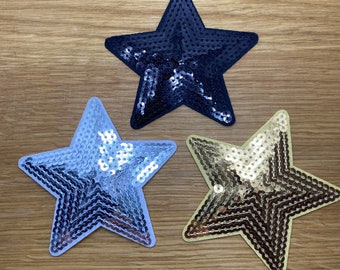 Patch thermocollant étoiles à paillettes 8 cm x 8 cm - différentes couleurs - patch thermocollant étoiles scintillantes ciel nocturne