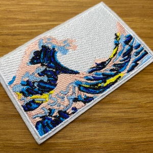 Angular Wave Patch for Ironing -7 x 4.5 cm - Art Backpacking Hippie Ocean Sea Sea Baltic Sea North Sea Beach Asia