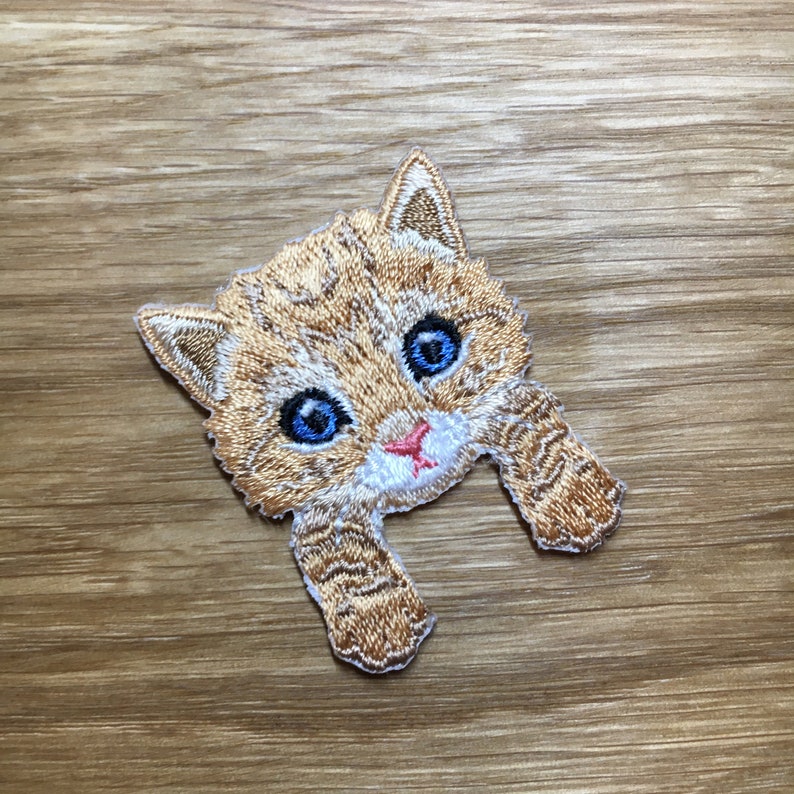 Katzen Aufnäher 3cm x 4cm Kätzchen zum Aufbügeln Deine Lieblingskatze Patch 2 - Rötlich