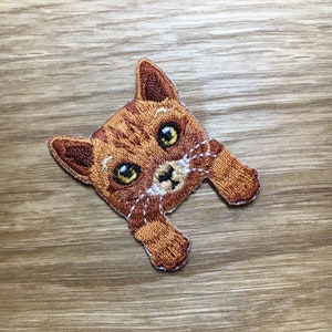 Katzen Aufnäher 3cm x 4cm Kätzchen zum Aufbügeln Deine Lieblingskatze Patch 5 - Rotbraun