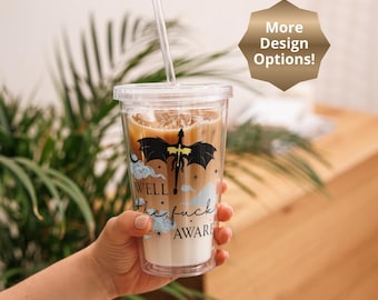 Fourth Wing Acrylic Tumblers With Lid & Straw: Bookish Dragon Romantasy Reader Gift