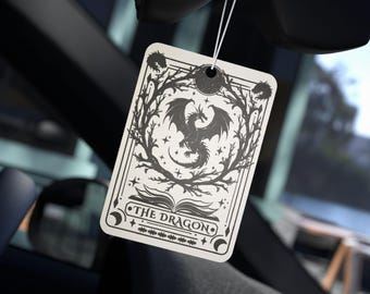 The Dragon Tarot Car Air Freshener: Vintage Bookish Romantasy Reader Gifts
