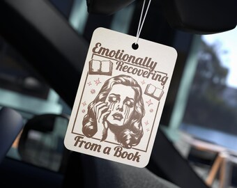 Retro Emotionally Recovering From a Book Car Air Freshener: Vintage Bookish Reader Gifts