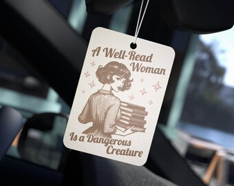 Retro A Well-Read Woman Car Air Freshener: Vintage Bookish Reader Gifts