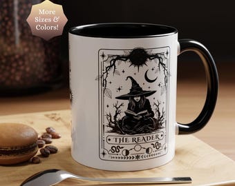The Reader Tarot Card Coffee Mugs: Bookish Witchy Gothic Gifts