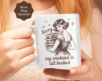 Retro Weekend Is All Booked Coffee Mugs: Vintage Bookish Reader Gifts