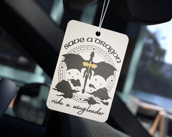 Save a Dragon, Ride a Wingleader Car Air Freshener: Bookish Dragons Romantasy Gifts
