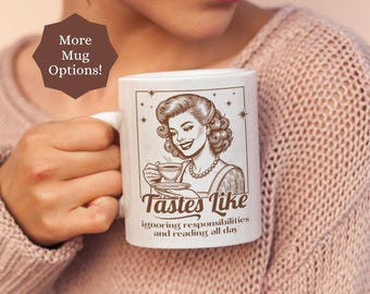 Retro Reading All Day Coffee Mugs: Funny Bookish Gifts for Bookworms