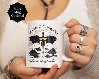 Save a Dragon, Ride a Wingleader Coffee Mugs: Bookish Dragon Romantasy Reader Gifts