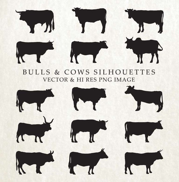 Download Cow Silhouette Svg Cow Svg Bull Svg Vector Clipart Cut File Etsy