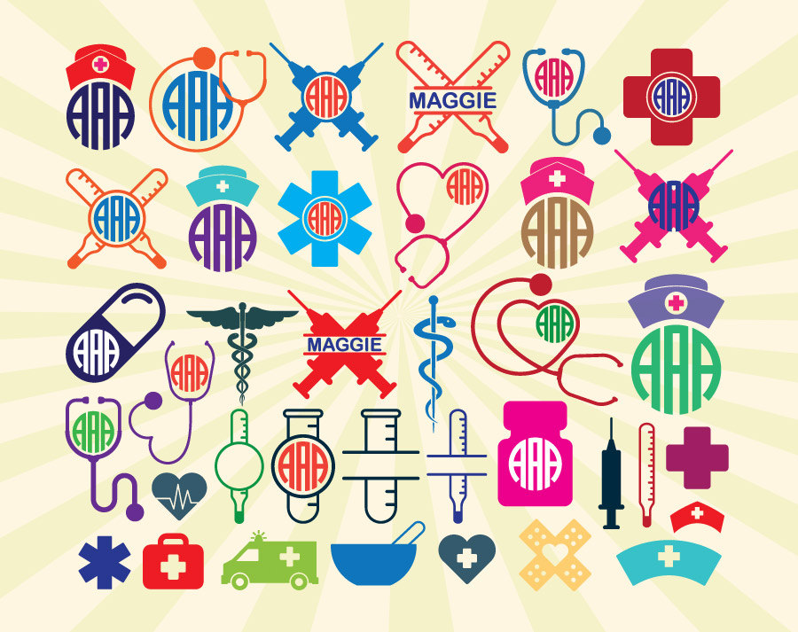 Download Nurse SVG Cut Files Nurse Monogram Frames SVG Nurse Monogram | Etsy