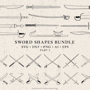 Sword SVG bundle, Sword shape Outline SVG, Crossed Swords SVG Files for Cricut, sublimation - Png, Vector Svg, Dxf, Eps Digital Download