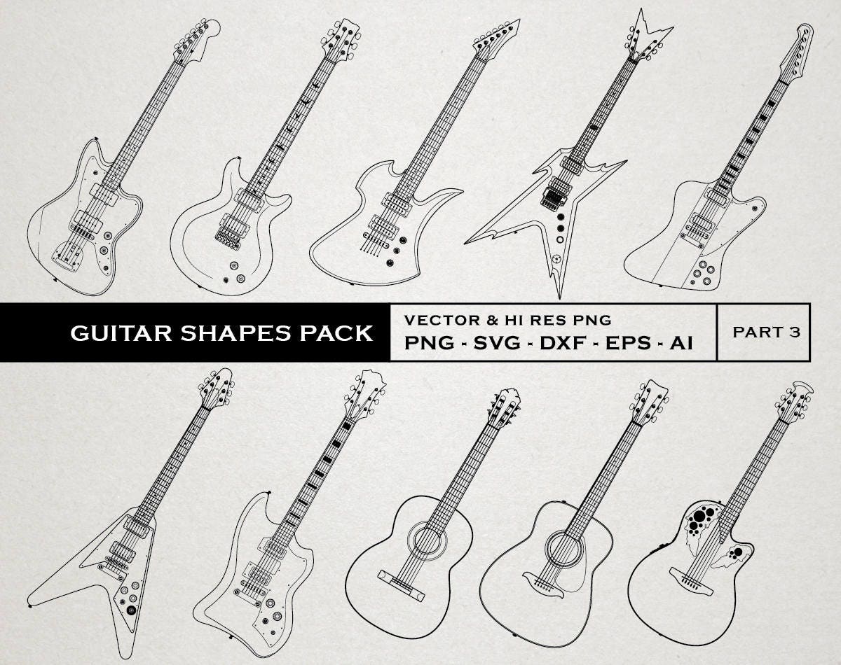 Download Guitar SVG Guitar Clipart SVG Clip Art Guitar Cut Files | Etsy