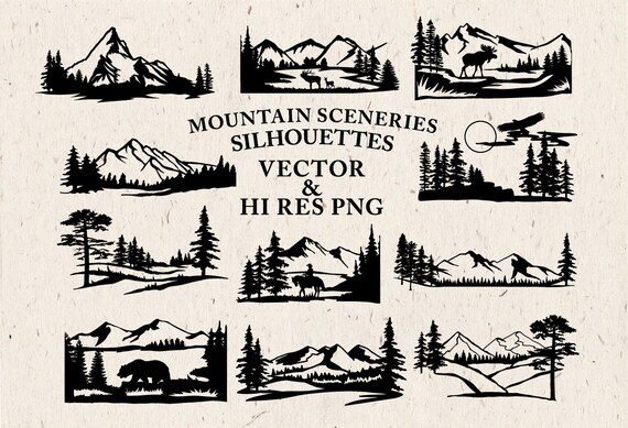 Free Free 238 Silhouette Mountain Scene Nature Svg SVG PNG EPS DXF File