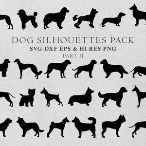Dog Silhouette Clipart, Dog Breed Silhouette, Dog Clip Art, Dog Clipart Vector EPS AI & PNG Design Elements Digital Instant Download