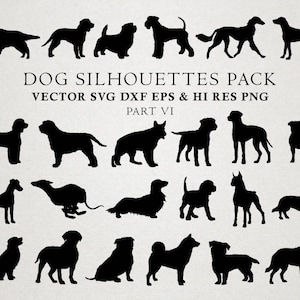 Dog Silhouette Clipart, Dog Breed Silhouette, Dog Clip Art, Dog Clipart Vector EPS AI & PNG Design Elements Digital Instant Download