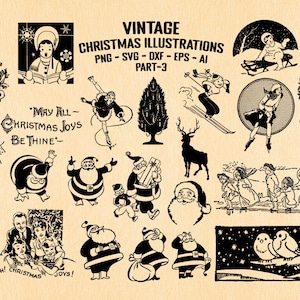 Illustrations de Noël vintage, père Noël vintage, nouvel an, clipart hiver clipart PNG et vecteur EPS, élément de conception AI, téléchargement immédiat