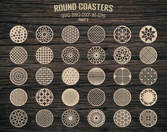 Round Coaster SVG DXF Laser Cut Templates: Wall Decor, Trivet & more | Glowforge, Cricut