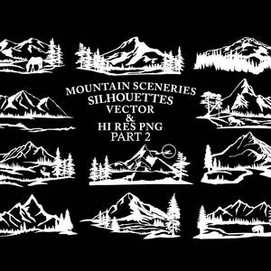 Mountain SVG, Mountain Scenery SVG Cut Files Mountain Silhouette SVG Cut Files svg dxf eps png Silhouette Cricut Transfer & other image 3