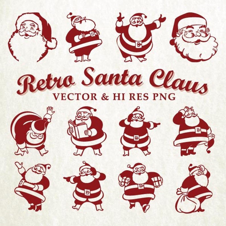 Retro Santa SVG Cut Files Christmas SVG Cut Files Vector - Etsy