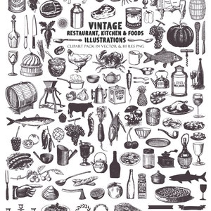 Farm Clipart, Farmers Market Clipart, Cooking Clipart, Food Clipart, Kitchen Clipart Clip art PNG Vector EPS, AI Design Elements Download image 1