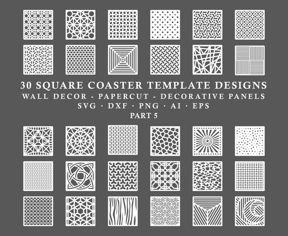 Download Square Coaster Svg Coasters Stencil Dxf Circle Wall Decor Etsy