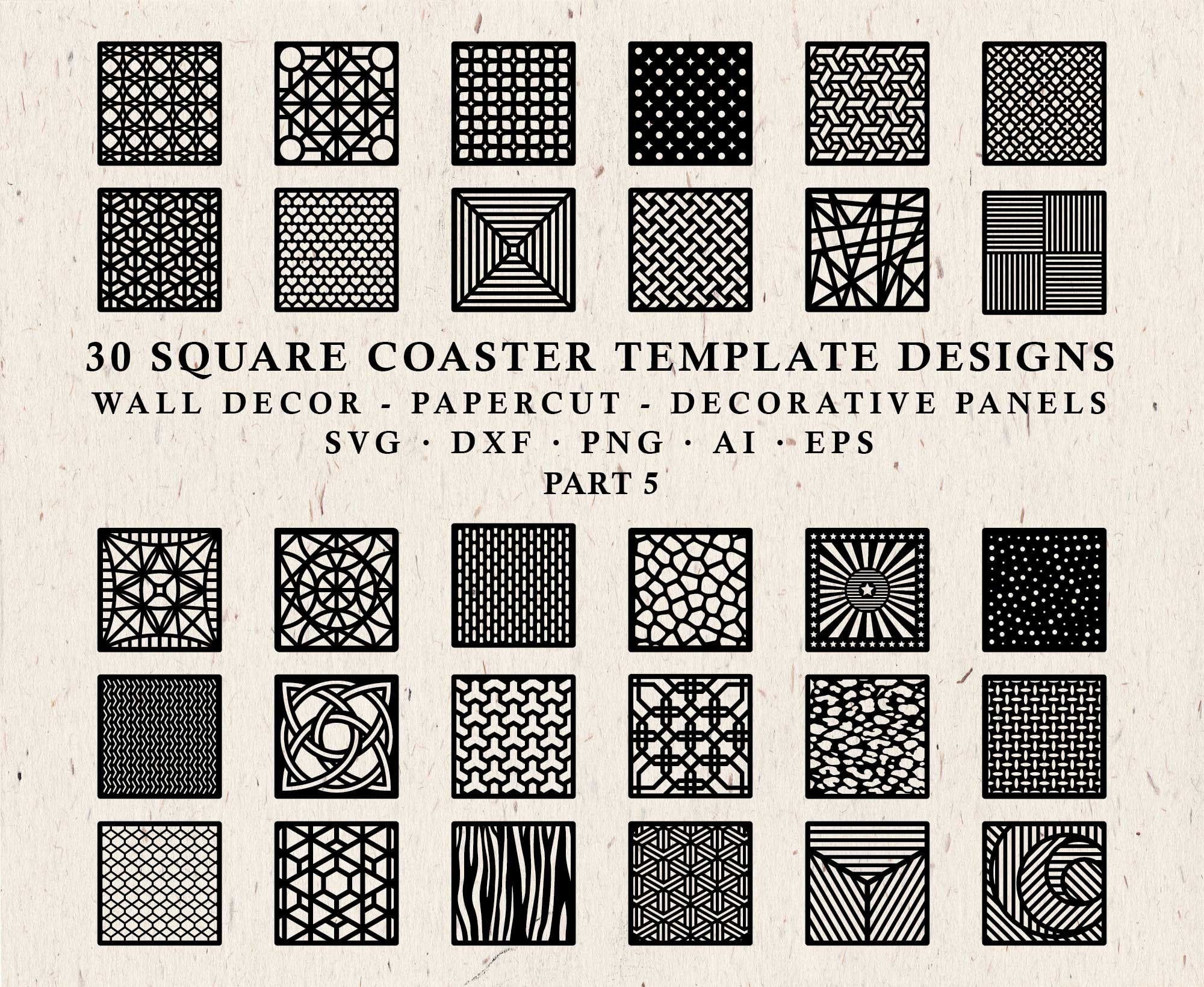 Square Coaster SVG Coasters Stencil DXF Circle Wall Decor Etsy Australia