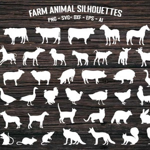 Farm Animal Silhouettes in SVG and PNG Clip Art