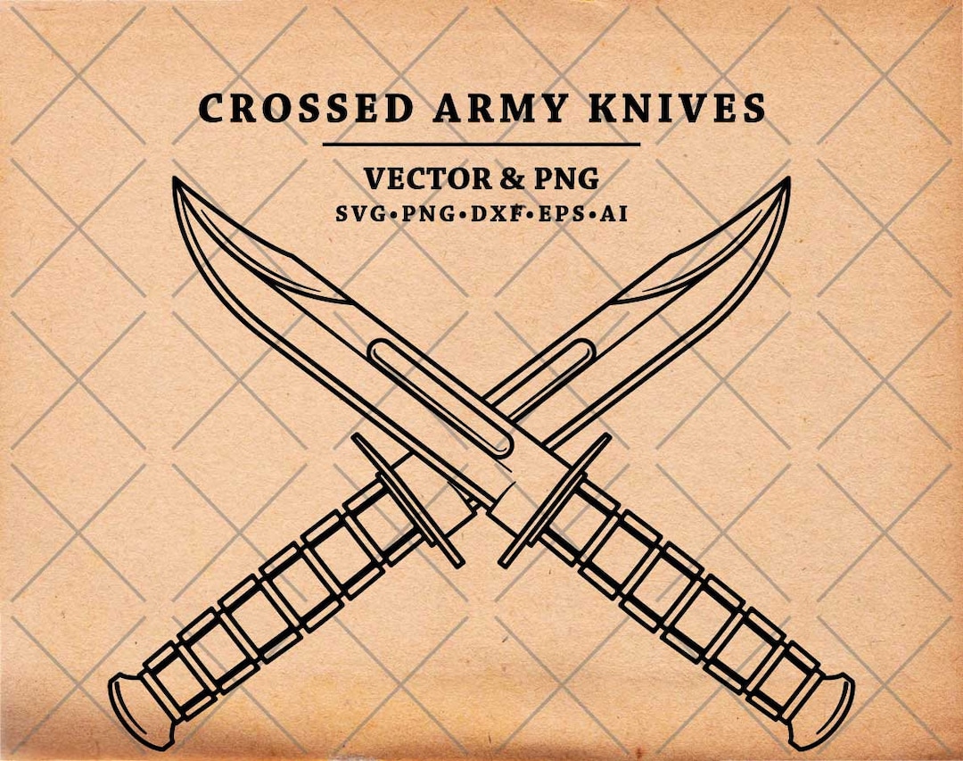 Crossed Knife Logo SVG, Crossed Knives SVG PNG, Army Logo Cut Files