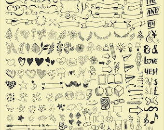 Hand drawn Scribble, Sketch, drawing, Doodle Clipart Clip Art PNG & Vector EPS AI Scrapbook Design Element Digital Instant Download
