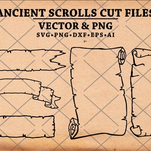 Banner SVG, Vintage Scrolls SVG, File di taglio SVG Banner di scorrimento per Cricut, File di taglio Banner di scorrimento per Silhouette, Svg, Dxf, Png, Eps