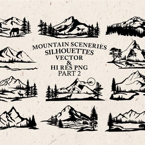 Mountain SVG, Mountain Scenery SVG Cut Files Mountain Silhouette SVG Cut Files svg dxf eps png Silhouette Cricut Transfer & other image 1