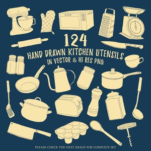 Doodle Cooking Clipart, Kitchen Clipart, Cooking Scribble Doodle Clipart Clip art Desenho PNG EPS AI Design Element Download instantâneo