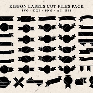 Ribbon Label SVG Cut Files - Ribbon Banner SVG Ribbon SVG Cut File Vector Clipart svg dxf eps png - Silhouette Cameo Cricut Transfer