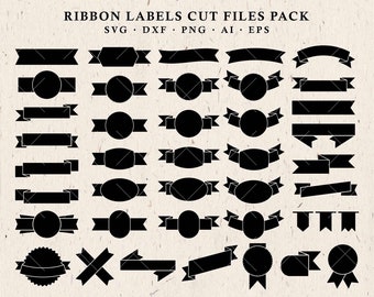 Ribbon Label SVG Cut Files - Ribbon Banner SVG Ribbon SVG Cut File Vector Clipart svg dxf eps png - Silhouette Cameo Cricut Transfer