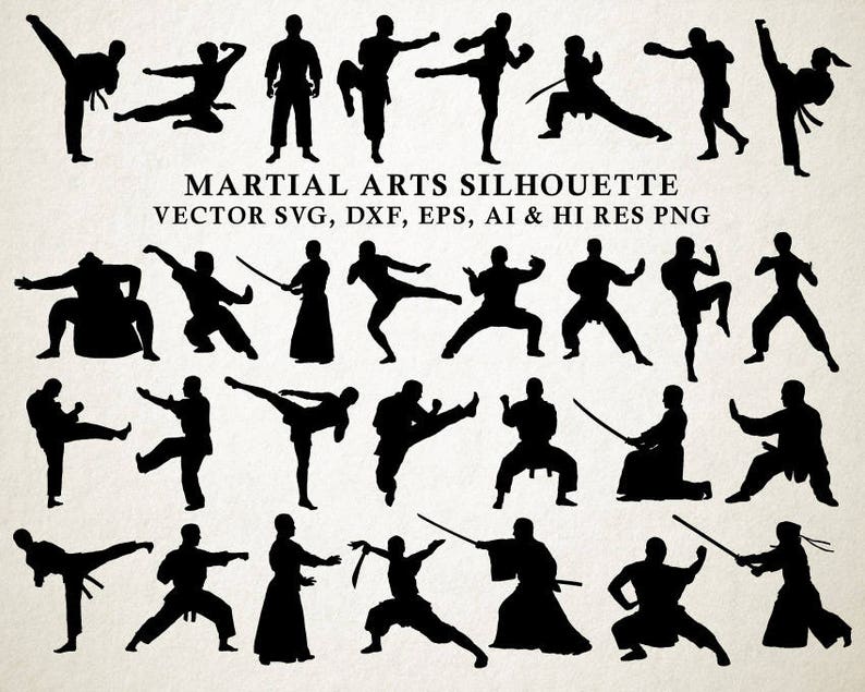 Martial Arts SVG Martial Arts Silhouette Cut Files Karate Etsy