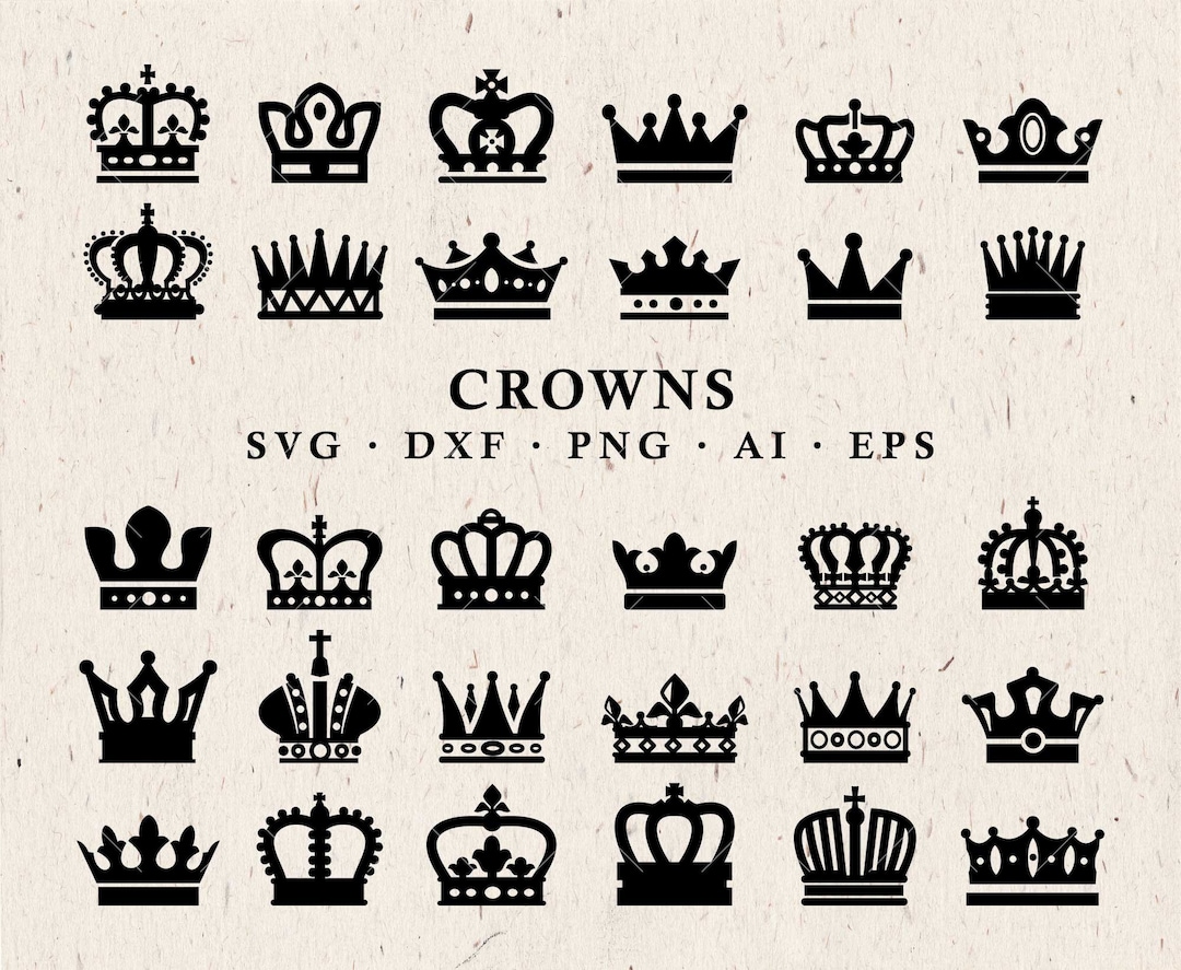 Crown SVG Crown Clipart, Queen Crown, King Crown, Princess Crown Clipart  Vector Svg Dxf Eps Ai Png Design Elements Instant Download - Etsy
