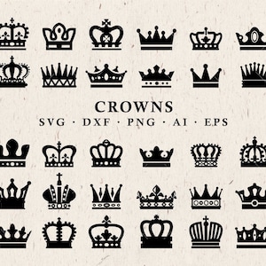 Couronne SVG - Clipart couronne, couronne de la reine, couronne de roi, couronne de princesse Clipart vectoriel svg dxf eps ai png éléments de conception téléchargement immédiat