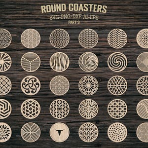 Paquete de archivos SVG y DXF para corte láser de posavasos redondos: plantillas para salvamanteles, decoración de pared y más / Cricut, Glowforge