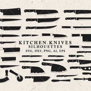 Facas Facas Arquivos de corte SVG - Utensílios de cozinha, Clipart de cozinha SVG e PNG Clip art - Silhouette Cameo Cricut Transfer - Downloads digitais