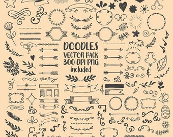 Hand drawn Scribble, Sketch, drawing, Doodle Clipart Clip Art PNG & Vector EPS AI Scrapbook Design Element Digital Instant Download
