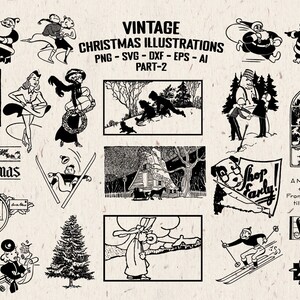Illustrations de Noël vintage, père Noël vintage, nouvel an, clipart hiver clipart PNG et vecteur EPS, élément de conception AI, téléchargement immédiat