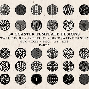 Untersetzer SVG, Untersetzer Stencil DXF-Vorlage, Kreis-Wand-Dekor, Papierschnitt Vorlage SVG dxf png eps ai Laser, Laser, cnc, Cnc, Cut Files für Cricut