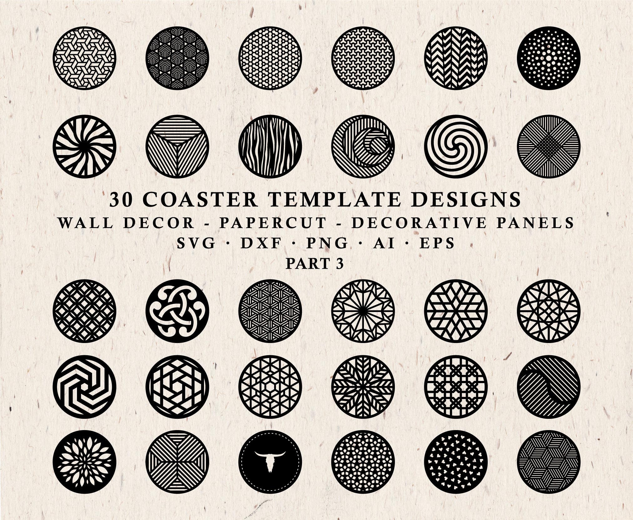 Download Coaster Svg Coasters Stencil Dxf Template Circle Wall Decor Etsy
