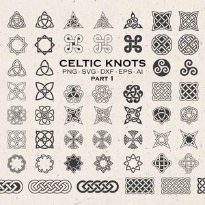 Celtic Knots SVG - Knotwork Symbols Vector Cliparts for Cutting, Print & Crafts | PNG, DXF, Eps