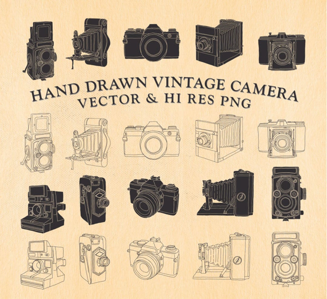 Hand Drawn Vintage Camera SVG Clipart | Transfer, Print & Crafts | PNG ...