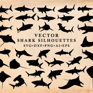Shark SVG Sharks Silhouettes SVG Cut Files - Shark Silhouettes SVG Clipart Cut File svg dxf eps png Silhouette Cameo Cricut transfer