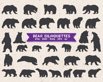 Bear Silhouettes; Mama, Baby, and Polar Bears Cut Files (PNG, Vector SVG, EPS & more)