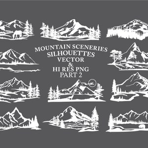 Mountain SVG, Mountain Scenery SVG Cut Files Mountain Silhouette SVG Cut Files svg dxf eps png Silhouette Cricut Transfer & other image 2